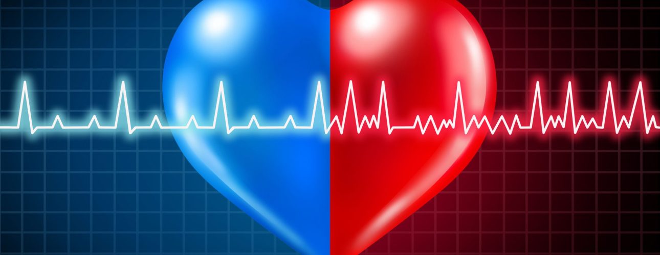Atrial fibrillation medical condition and normal or abnormal heart rate rythm as a cardiac disorder with healthy and unhealthy ecg monitoring with 3D illustration elements.